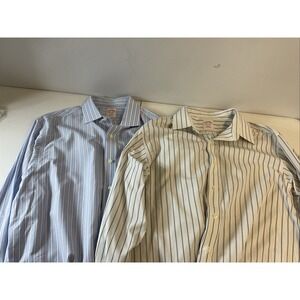 Lot of 2 Brooks Brothers Mens 16.5x35 Striped Traditional Fit Dress Shirt Preppy